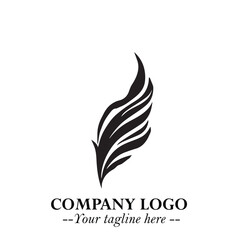 Elegant Feather Logo Symbol in Black on White Background with Minimalist and Modern Design
