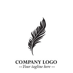 Elegant Feather Logo Symbol in Black on White Background with Minimalist and Modern Design