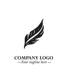 Elegant Feather Logo Symbol in Black on White Background with Minimalist and Modern Design