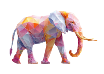 Geometric elephant artwork with tessellated vibrant colors
