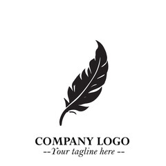 Elegant Feather Logo Symbol in Black on White Background with Minimalist and Modern Design