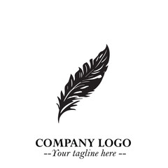 Elegant Feather Logo Symbol in Black on White Background with Minimalist and Modern Design