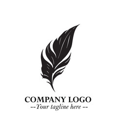 Elegant Feather Logo Symbol in Black on White Background with Minimalist and Modern Design