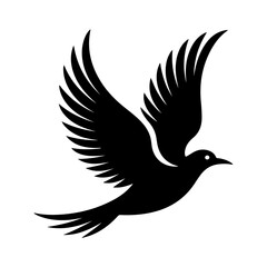 Fototapeta premium Black Flying Bird Silhouette Isolated on White Background