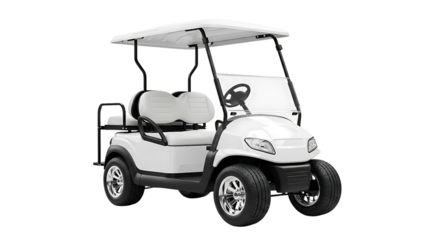 White golf cart isolated on transparent background