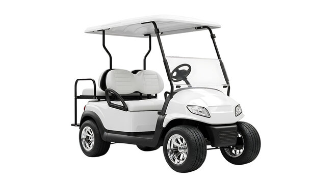 White golf cart isolated on transparent background