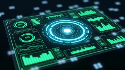 Futuristic Display Screen with Digital Graphs and Data Presentation - Powered by Adobe