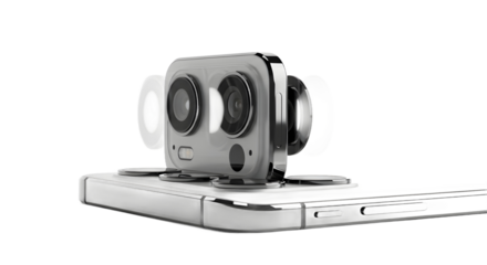 Rotating Smart Home Device on White Minimal Background in Tech Loop Environment