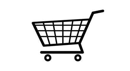 Black shopping cart icon isolated on transparent background