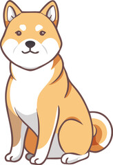 Obraz premium Adorable Shiba Inu Dog Sitting on White Background puppy canine