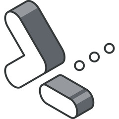 Isometric vector graphic depicting abstract communication concept with grey shapes and white circles against a transparent background suggesting digital interaction or data flow