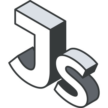 JavaScript Programming Language Logo Isometric 3D Icon with Clean White and Gray Tones on Transparent Background Representing Code and Development