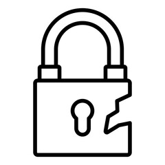 broken lock outline icon showing security breach risk