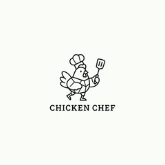 Fototapeta premium Chicken chef logo design template vector illustration