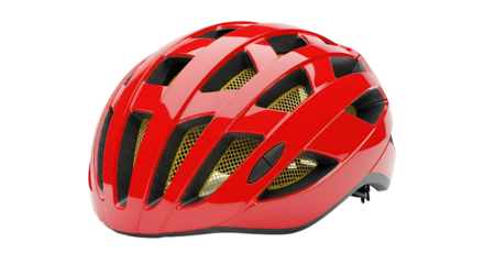 Red bicycle helmet isolated on transparent background