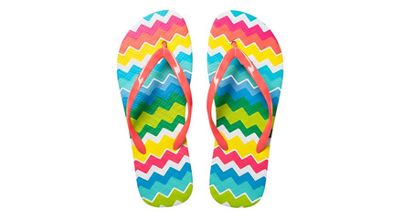 Colorful zigzag pattern flipflop sandals isolated on transparent background