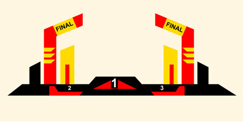 Sport podium stage concept. Event champion finalist. Vector illustration. 