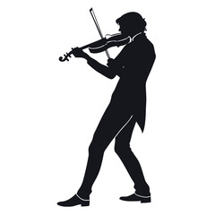 Fototapeta premium Violinist holding bow silhouette