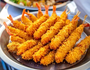 Golden Crispy Fried Shrimp Platter A Delicious Appetizer or Meal