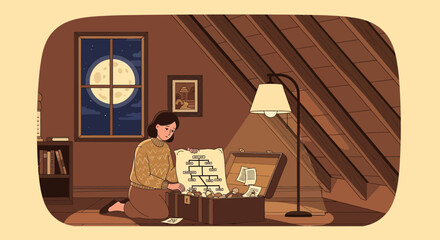 Woman unveils family history in attic treasure, connecting ancestry and heritage © amin