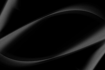 Gray curved wavy on abstract black background. monochrome background with line curve design