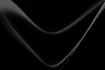 Gray curved wavy on abstract black background. monochrome background with line curve design
