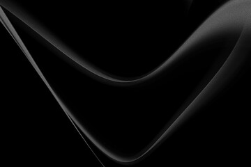 Gray curved wavy on abstract black background. monochrome background with line curve design