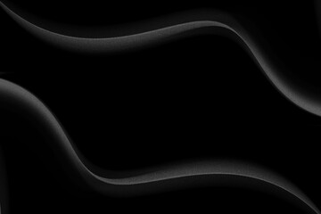 Gray curved wavy on abstract black background. monochrome background with line curve design