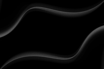Gray curved wavy on abstract metallic black background. monochrome background with line curve design