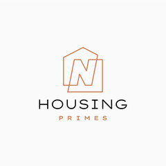 letter n house home mortgage real estate living logo vector icon illustration