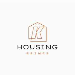 letter k house home mortgage real estate living logo vector icon illustration