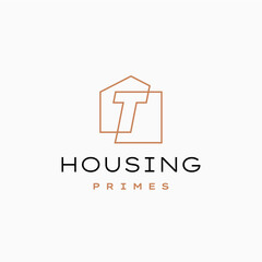 Fototapeta premium letter t house home mortgage real estate living logo vector icon illustration