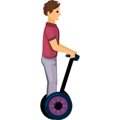 Pixel Art Man Riding A Two Wheeled Self Balancing Scooter With A Transparent Background