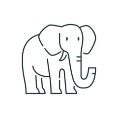 Linear depiction of an elephant simplified design. editable line icon