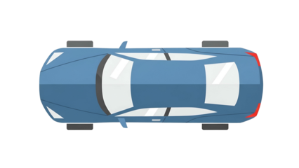 Blue Vehicle Top View on Transparent Background Transportation