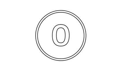 Simple Number Zero Minimalist Gray Circle on Transparent Background