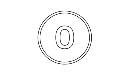 Simple Number Zero Minimalist Gray Circle on Transparent Background