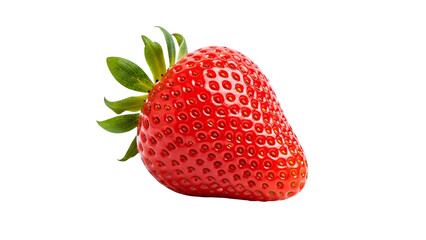 Ripe Red Strawberry with Green Stem Isolated on Black Backdrop