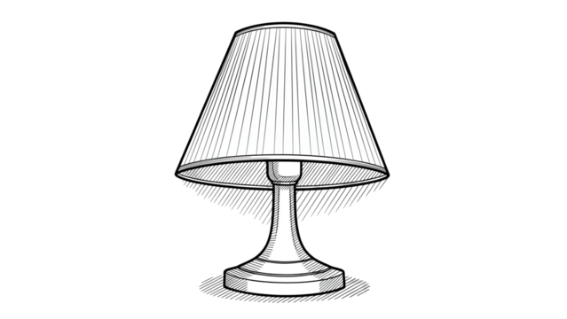 White Lamp Sketch on Transparent Background - Decorative Lighting Illustration