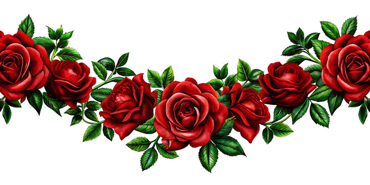 Elegant Garland of Deep Red Roses