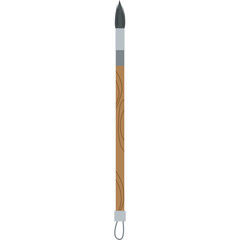Realistic Paintbrush with Silver Ferrule and Brown Wooden Handle Detailed Bristles Isolated on White Background