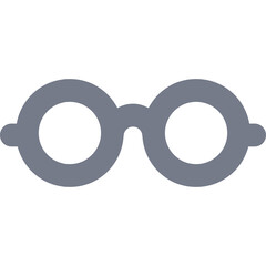 Fototapeta premium Round Eyeglasses Icon Simple Flat Design Style Gray Color Transparent Background