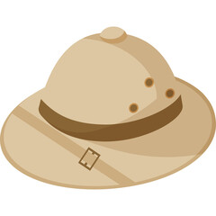 Safari Pith Helmet Flat Design Isolated On Transparent Background In A Light Brown Color With Dark Brown Accents