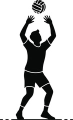 Silhouette of a volleyball player serving the ball