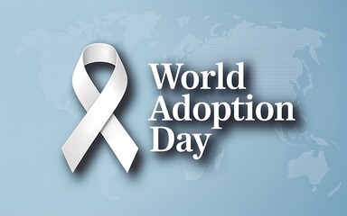 World adoption day awareness ribbon and text on a textured background