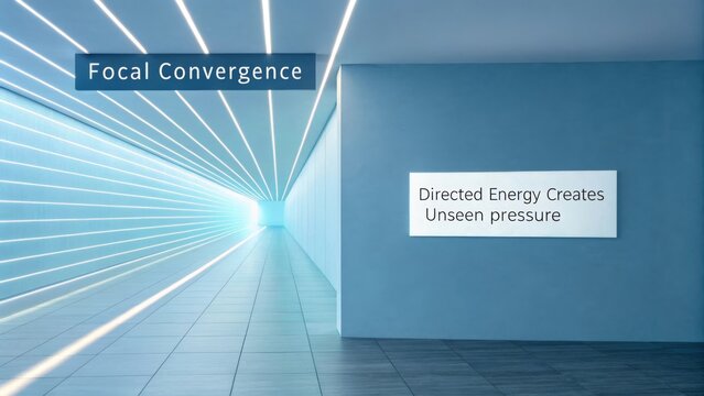 Geometric tunnel interior with blue gradient and bright lines