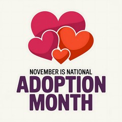 November is national adoption month with hearts illustration