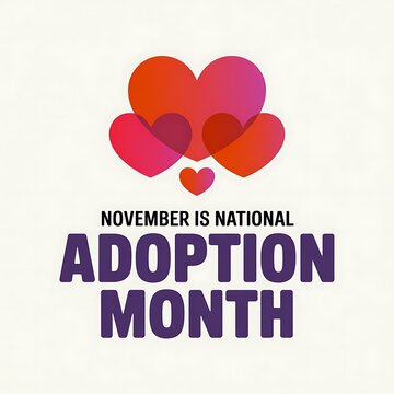 November is national adoption month with hearts illustration