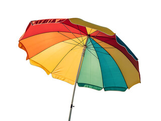 Colorful Beach Umbrella Against Black Backdrop Representing Summer Fun and Relaxation with Vibrant Shades