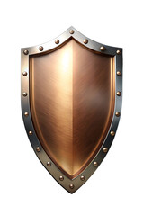 Medieval Copper Shield of Protection and Valor Symbolizing Strength Security and Resilience isolated on Black Background